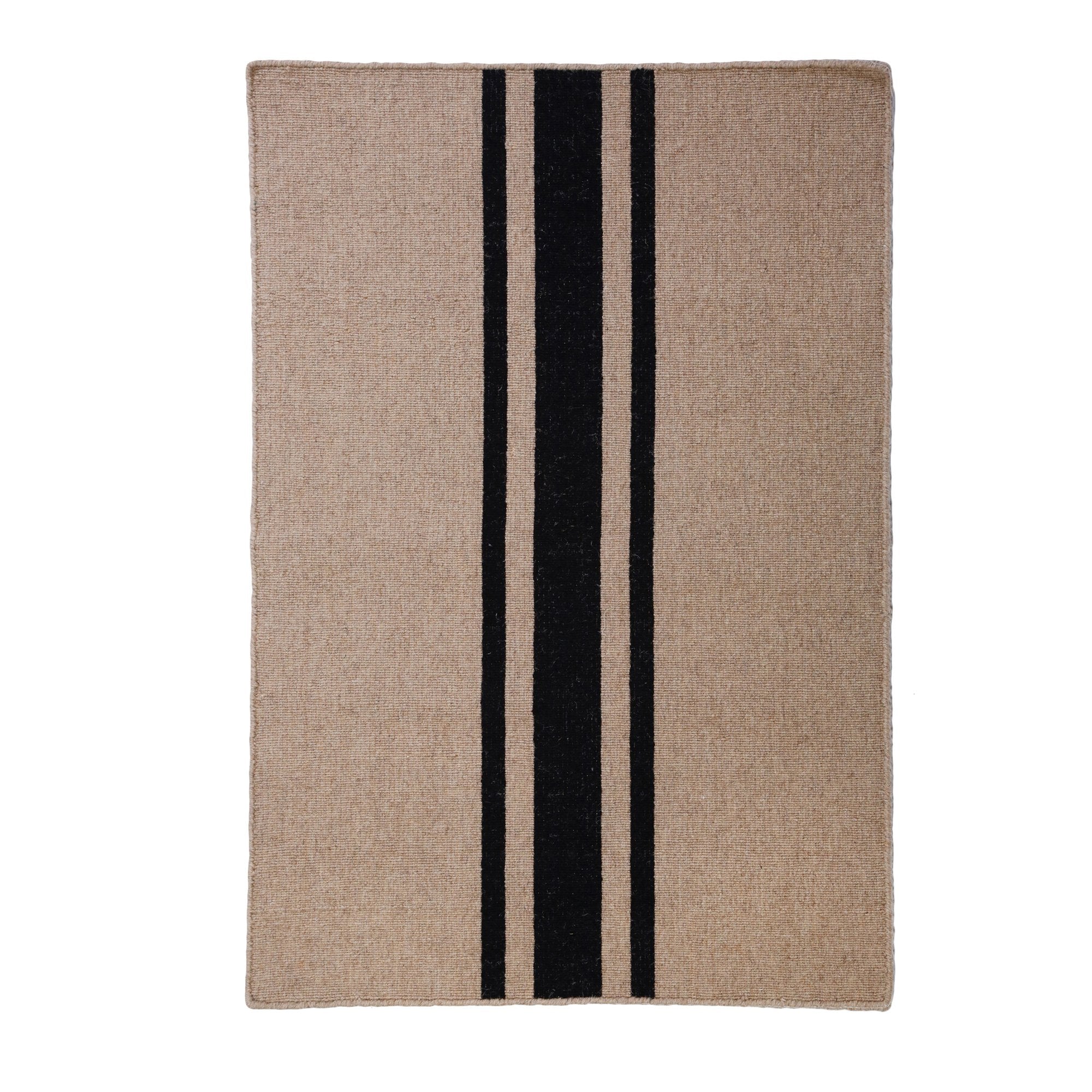 Handwoven Wool/Jute Rug- Natural with Black Stripe