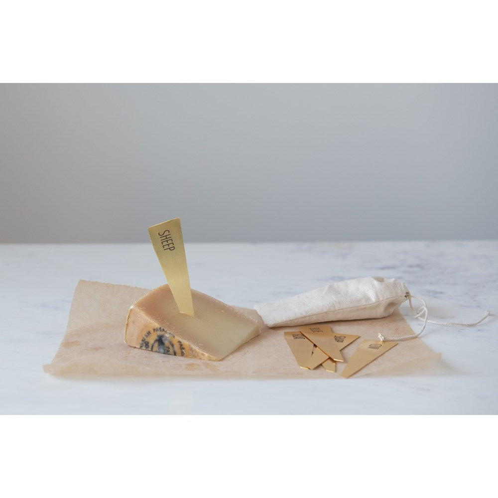 Brass Finish Cheese Markers (Set of 6)