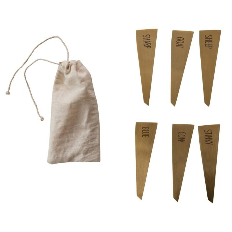 Brass Finish Cheese Markers (Set of 6)