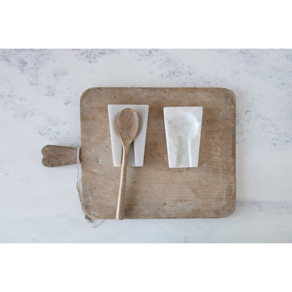 White Marble Cut-Out Spoon Rest