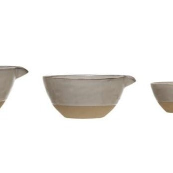 White & Natural Stoneware Batter Bowl (4 Sizes)