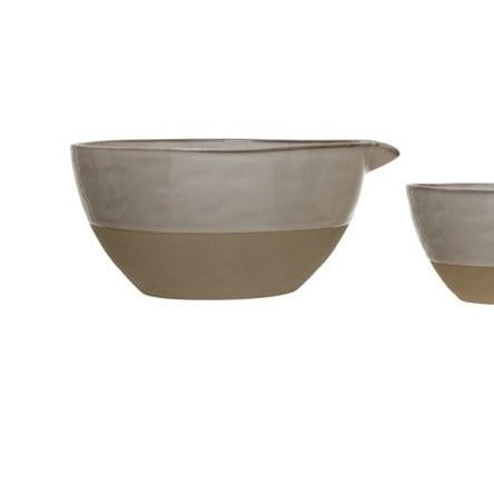 White & Natural Stoneware Batter Bowl (4 Sizes)