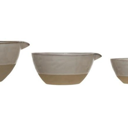 White & Natural Stoneware Batter Bowl (4 Sizes)