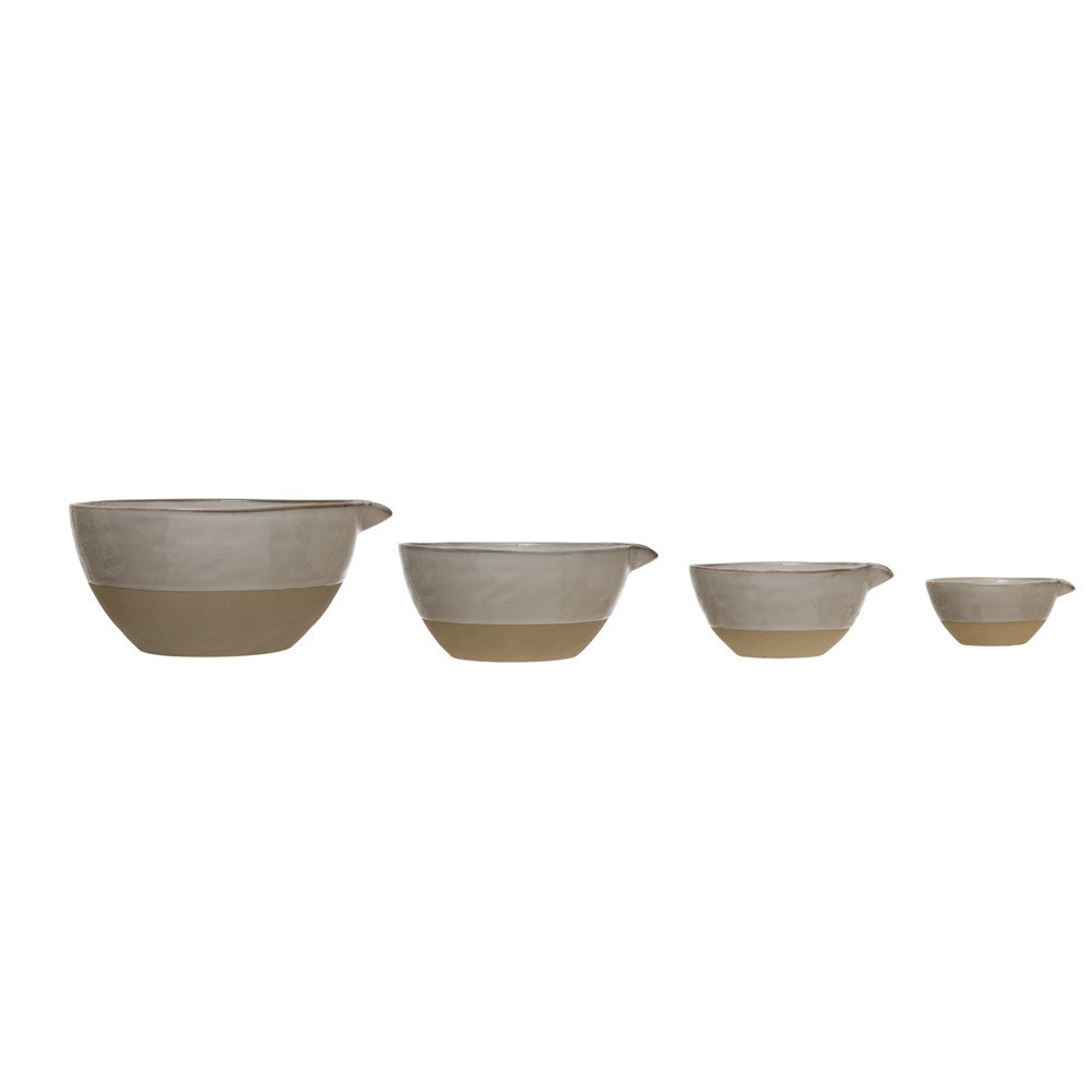 White & Natural Stoneware Batter Bowl (4 Sizes)