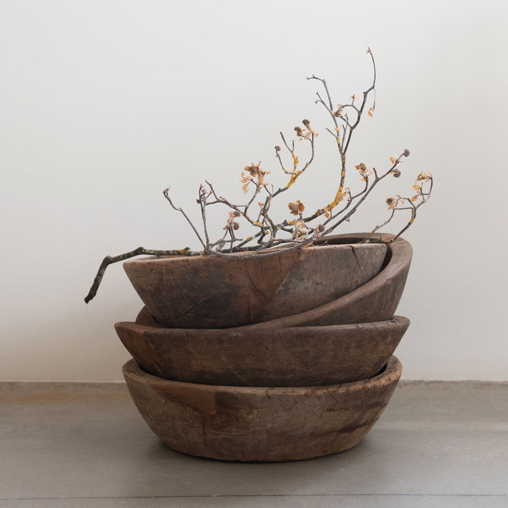 20" Natural Teak Wood Bowl