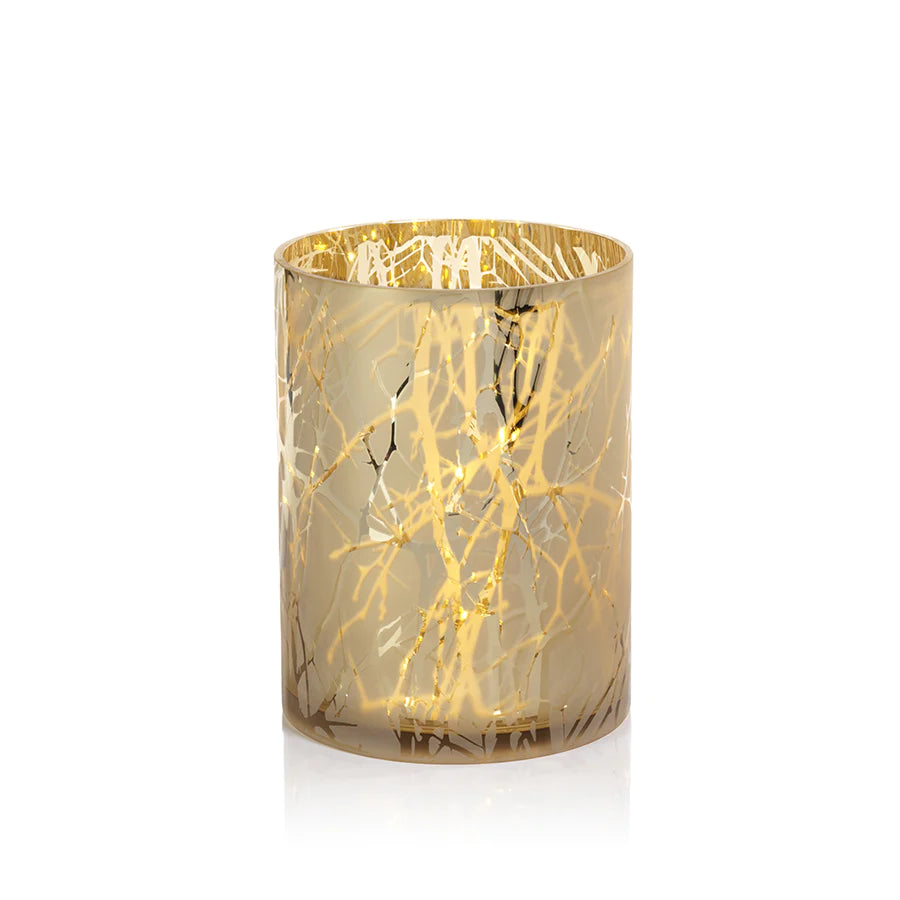 Gold-Plated LED Glass Hurricane (2 Sizes)