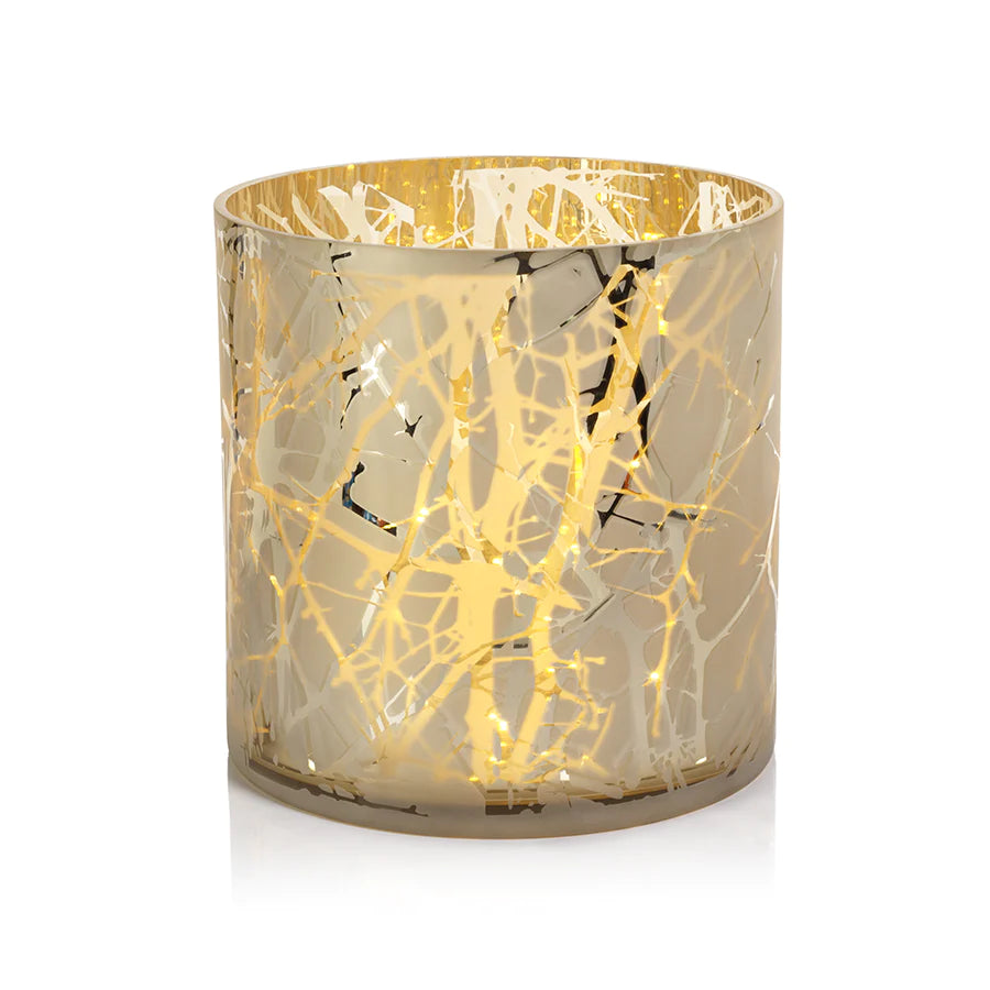 Gold-Plated LED Glass Hurricane (2 Sizes)