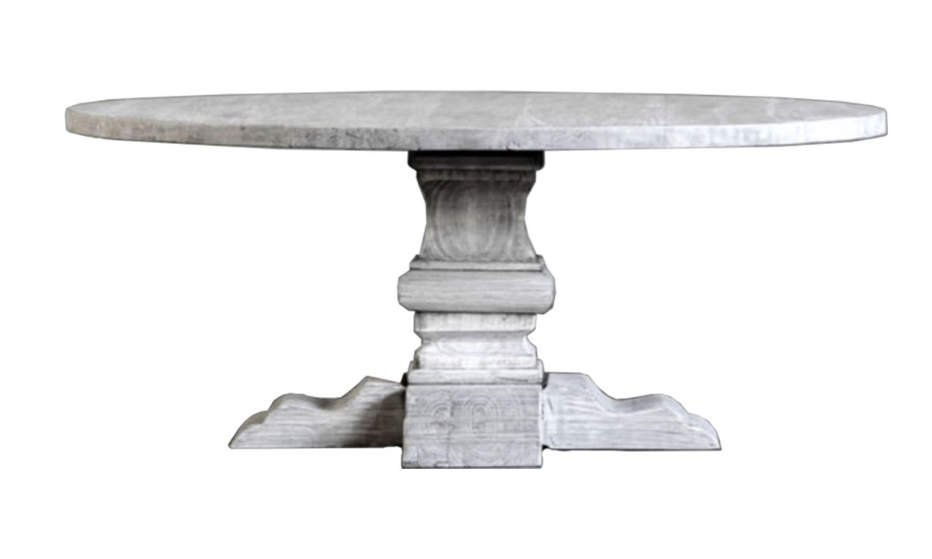 72" Oval Pedestal Base Dining Table in Light Elm Finish 72"L x 42"W x 29.5"H