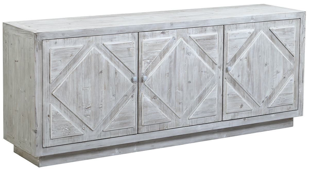 Diamond Recycled Pine Whitewash Sideboard 84"L x 24"D x 34"H