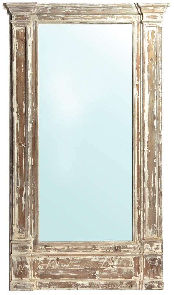 Distressed White Reclaimed Pine Mirror- 51x86"