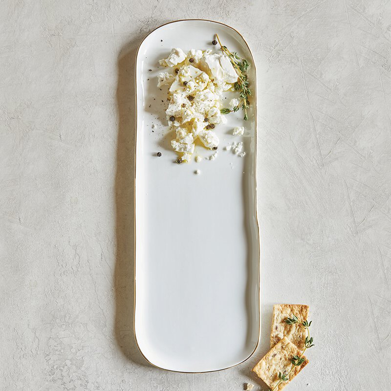 White & Gold Ceramic Platter