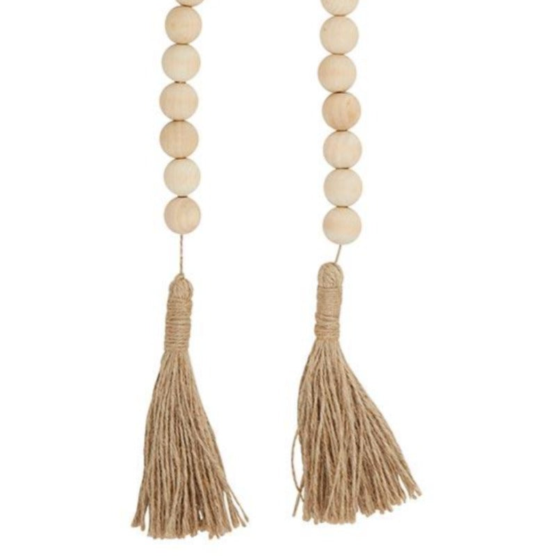 37" Maple Wood Beads with Tassels