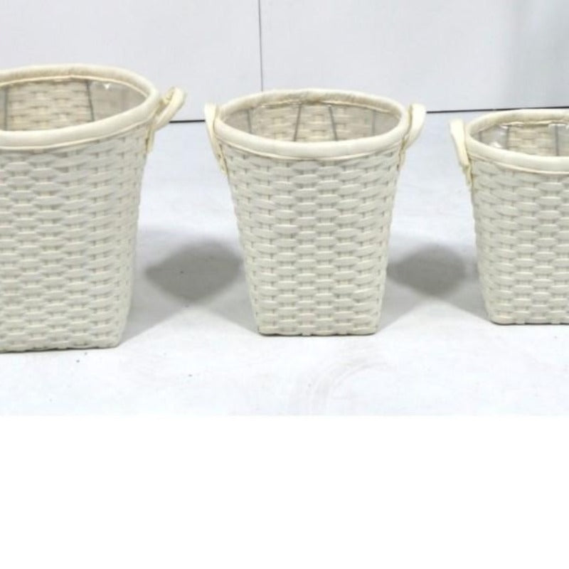 White Weave Basket with Handles (3 Sizes Available)