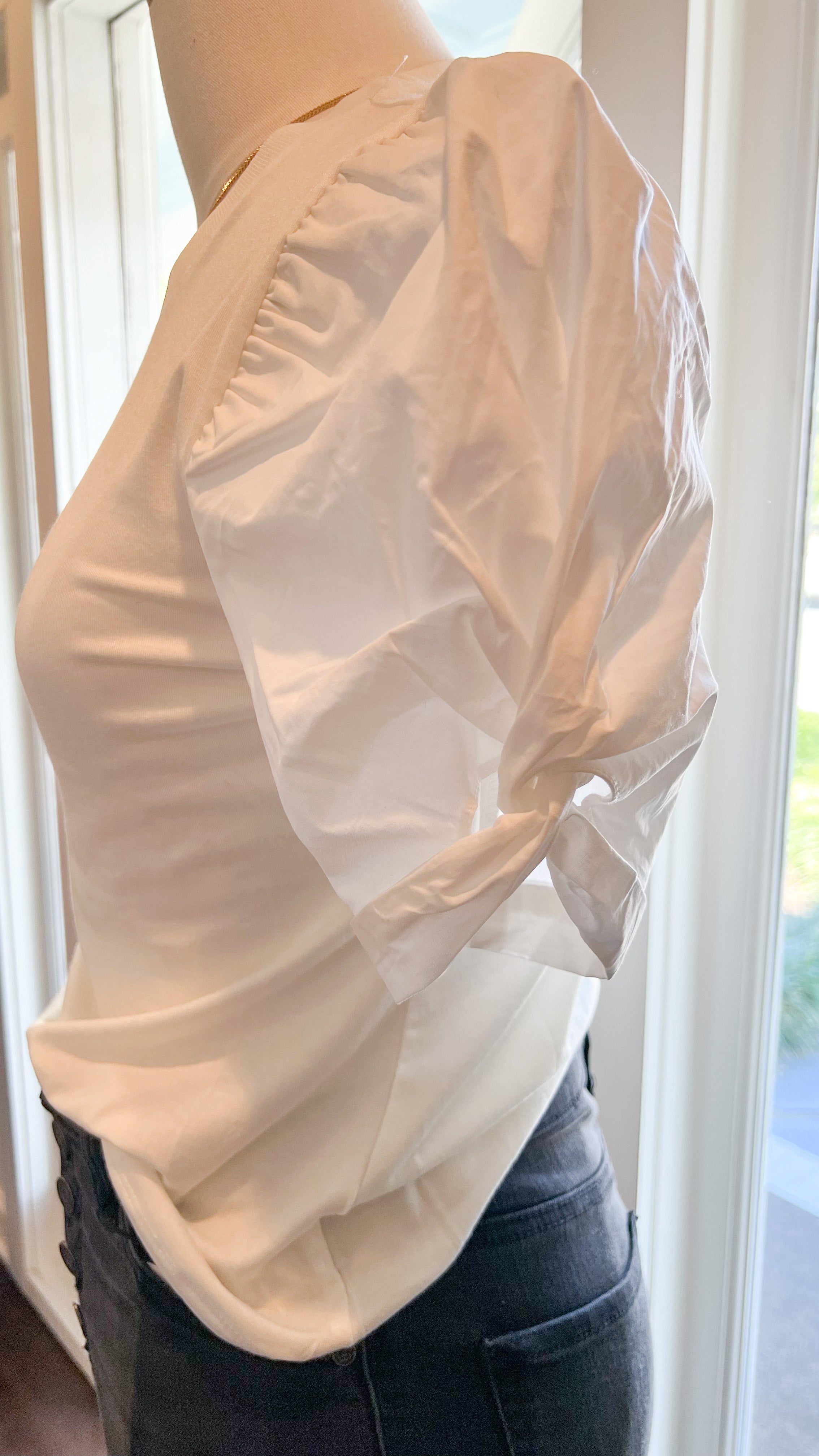 Poplin Puff Top-White
