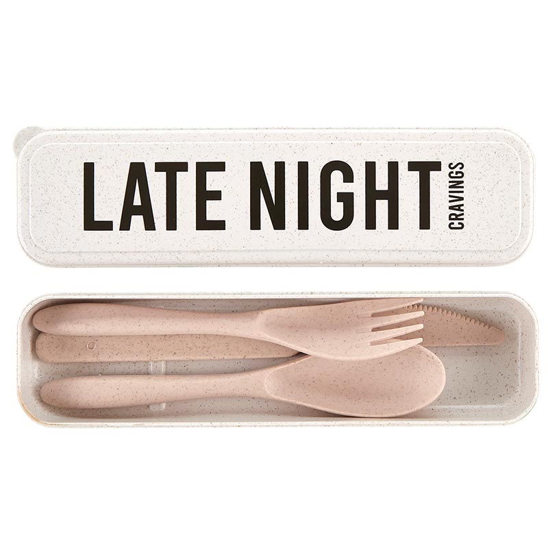 White & Blush Reusable Cutlery Set (Set of 3)