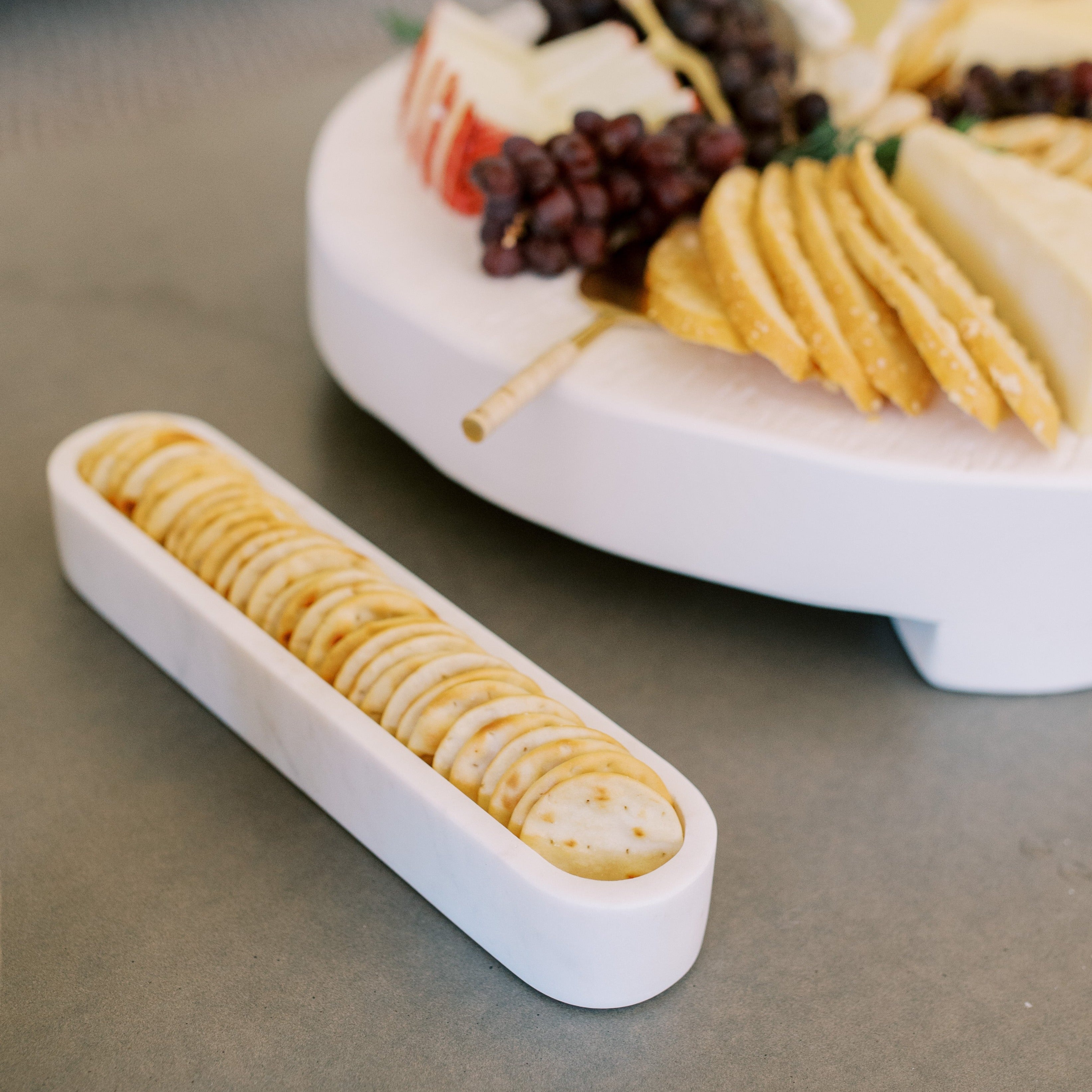 White Marble Cracker Dish