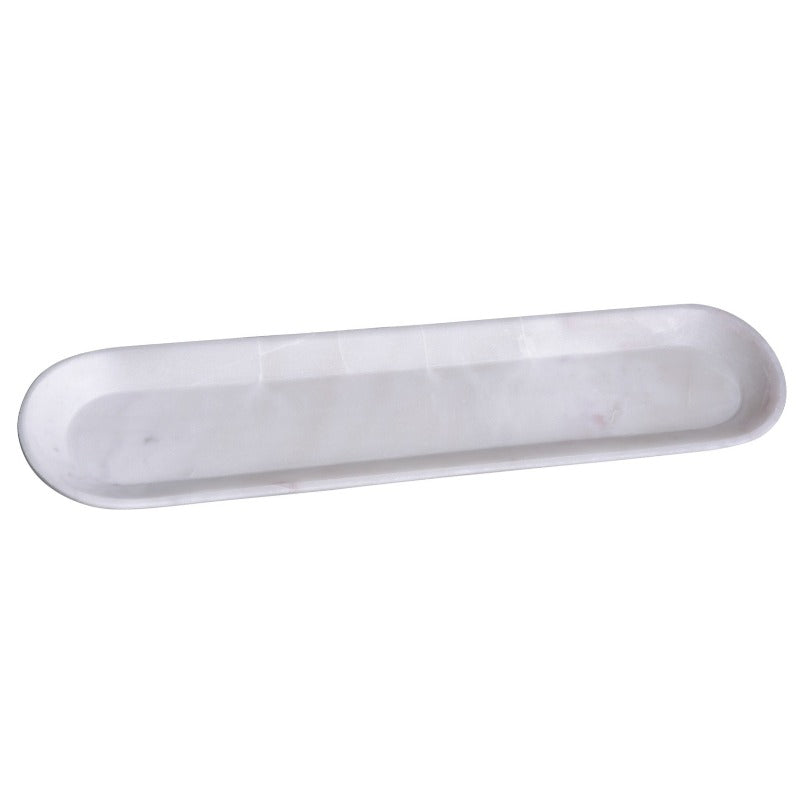 Long Oval White Marble Tray