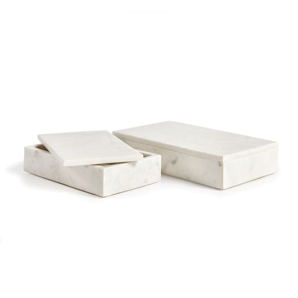 Best Home Fashion White Marble Storage Box with Lid - Crocodile Embossed  Pattern - Medium - 6” L x 4” W x 2.125” H