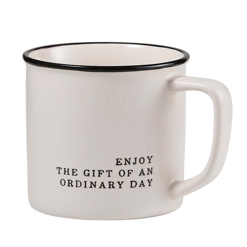 Enjoy The Gift Black Trim Mug