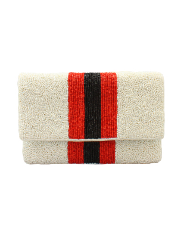 College Stripe Mini Clutch w/ Gold Chain Strap (5 Colors)