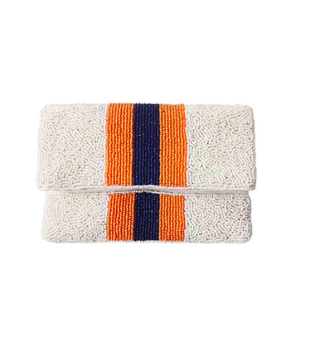 College Stripe Mini Clutch w/ Gold Chain Strap (5 Colors)