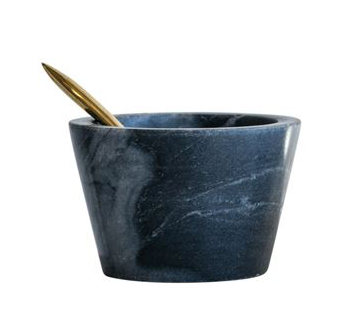 3" Marble Dip Bowl with Brass Spoon
