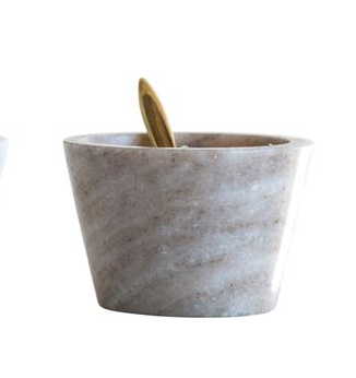 3" Marble Dip Bowl with Brass Spoon