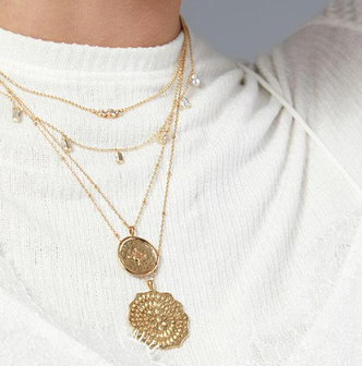 Compass coin necklace sale