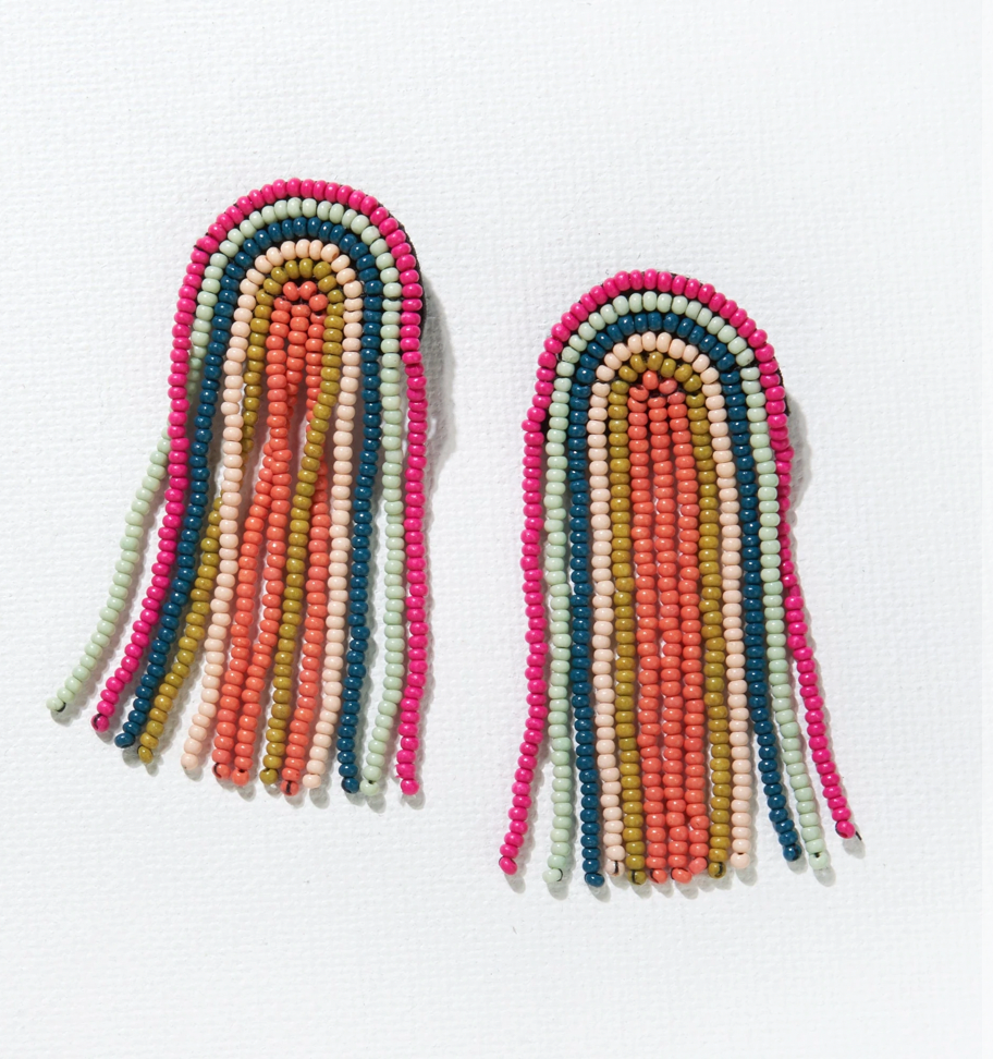 Rainbow Fringe Seed Earrings
