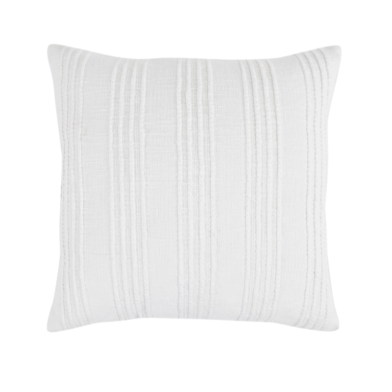 White Textured Stripe Pillow -22x22