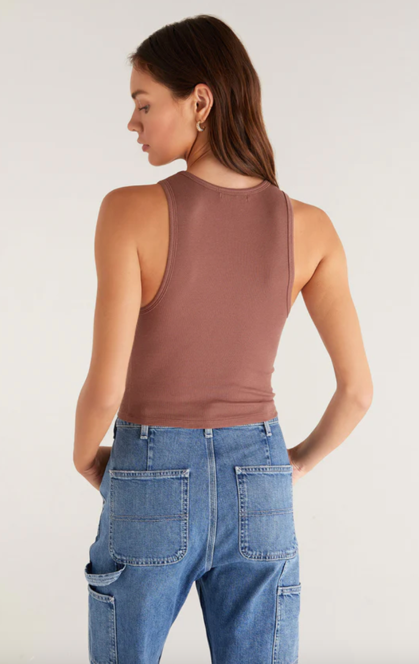 Hannah Crop Tank-Mocha