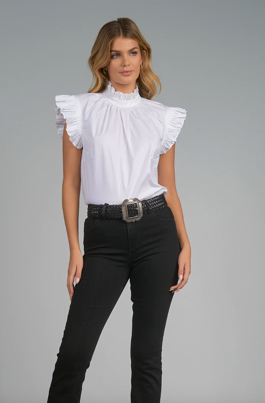 Mock Neck Top-White