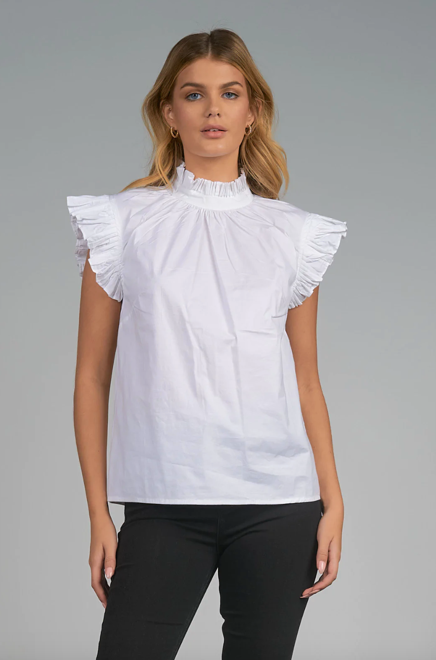 Mock Neck Top-White