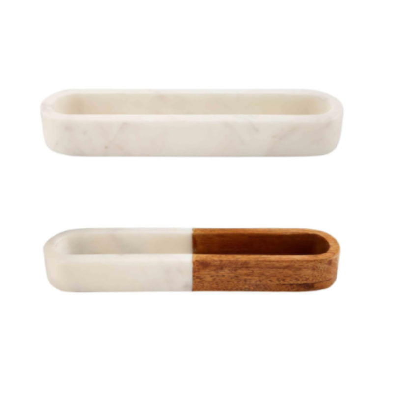 Marble & Wood Cracker Dish (2 Styles)