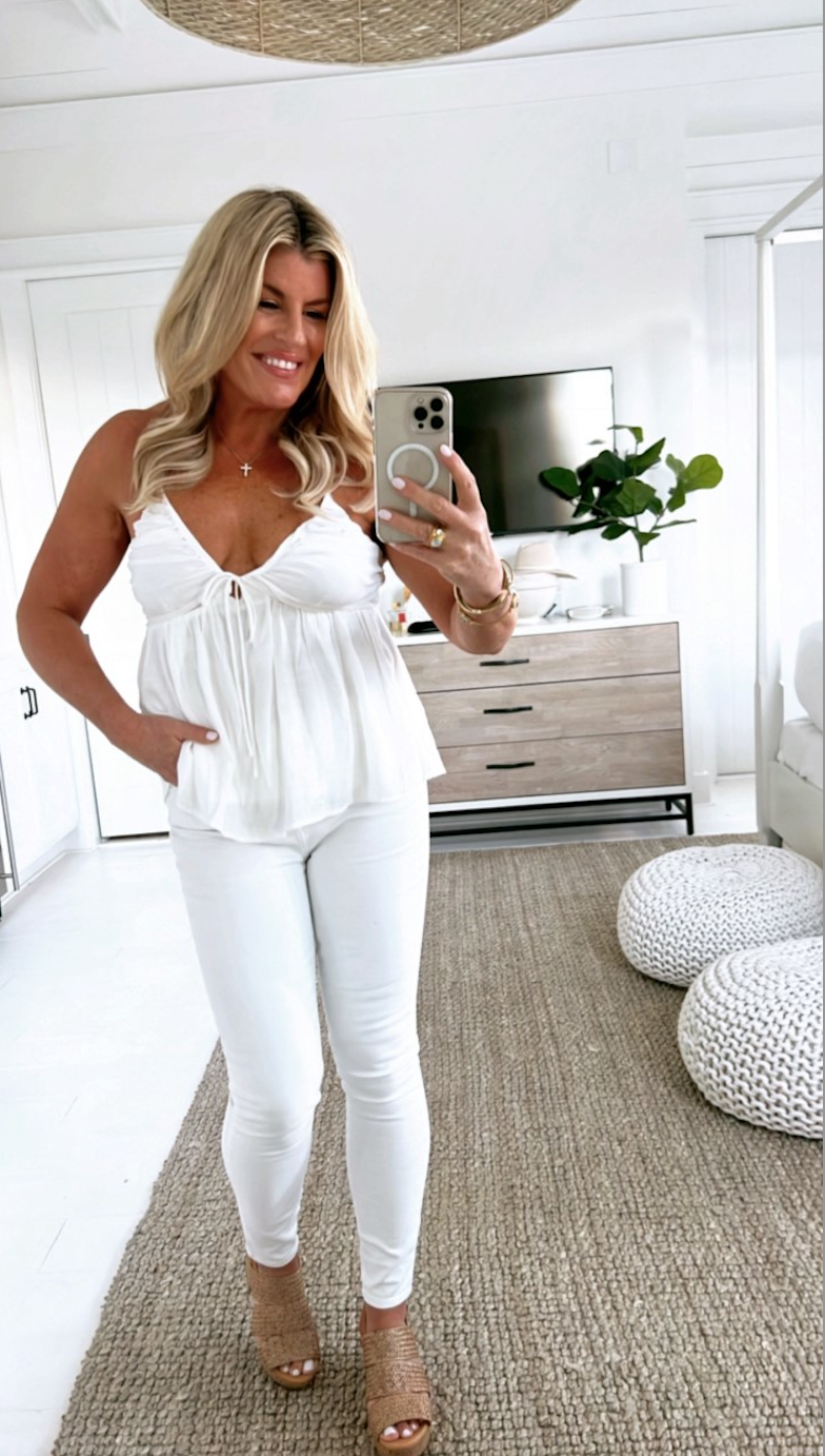 Pleated Tie Cami-Ivory-Final Sale