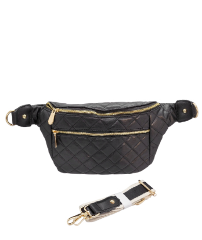Quilted Fanny Bag-Black