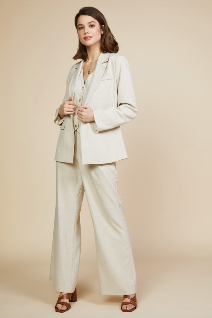 Melange Trouser-Beige