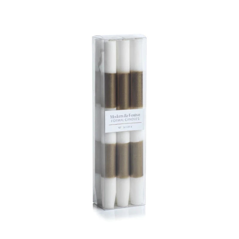 Ivory & Gold Taper Candles (Set of 6)