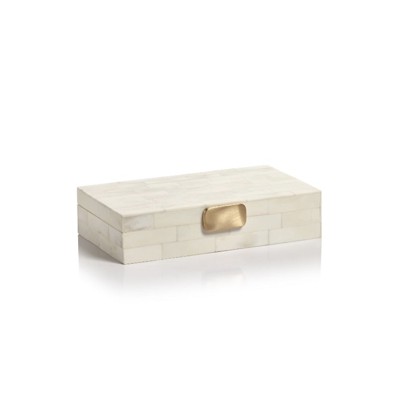 Ivory Bone Box with Brass Knob