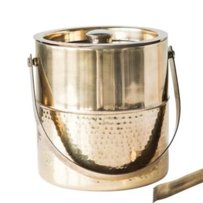 Gold Ice Bucket with Tongs- 7x7"
