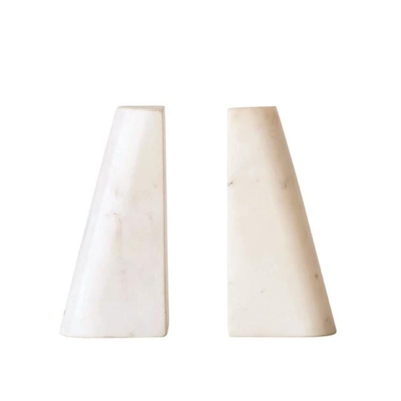 White Marble Bookends- Set of 2