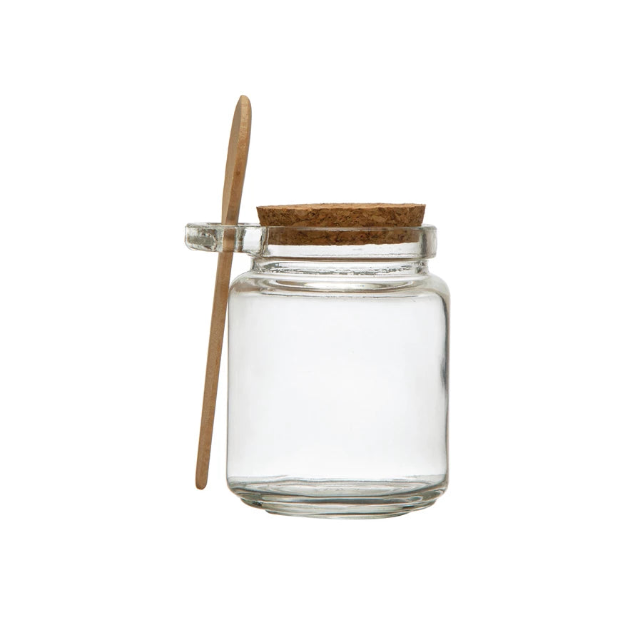 8.5 oz Glass Jar With Cork And Spoon