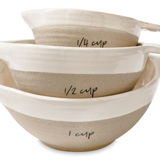 Set of 3 Glazed Stoneware Measuring Bowls