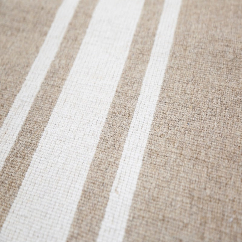 Handwoven Wool/Jute Rug- Natural with Ivory Stripe