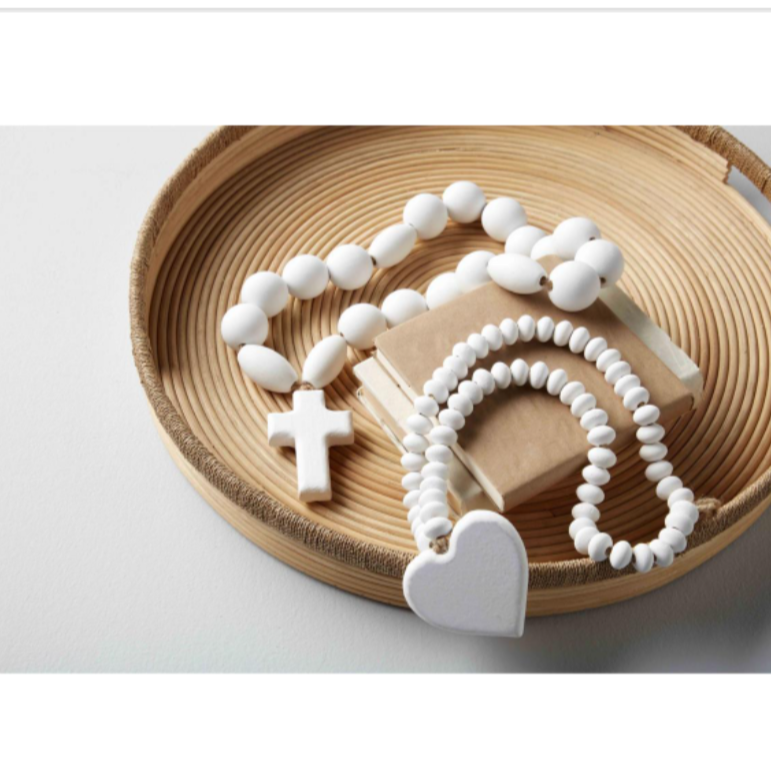 White Decorative Wood Beads (2 Styles)