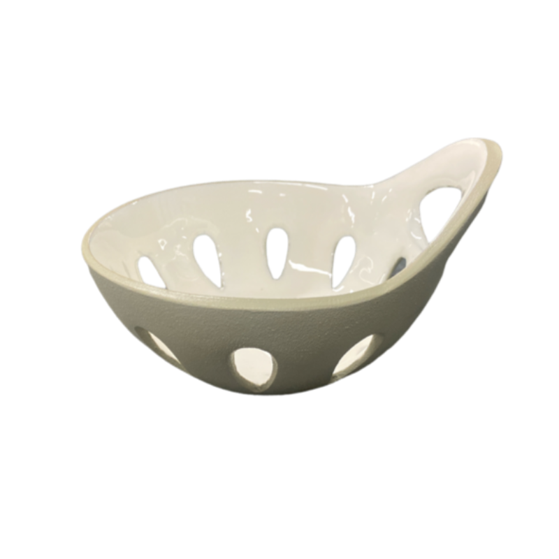 White & Grey Enameled Berry Basket