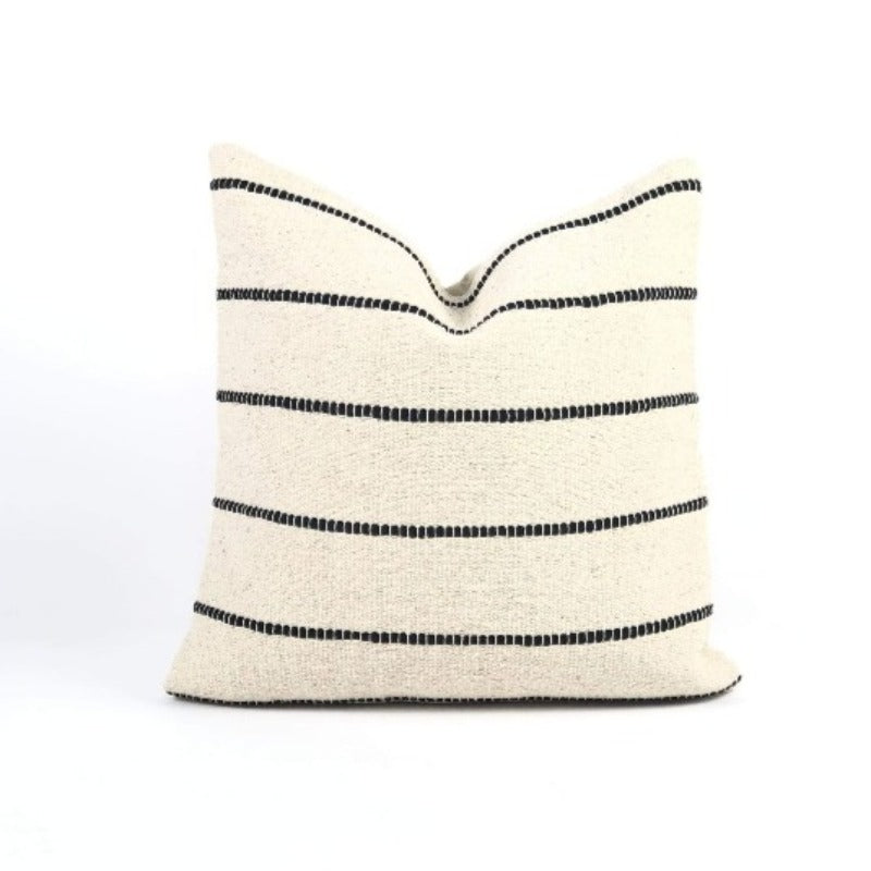 Ivory & Black Stitched Stripe Pillow -20x20