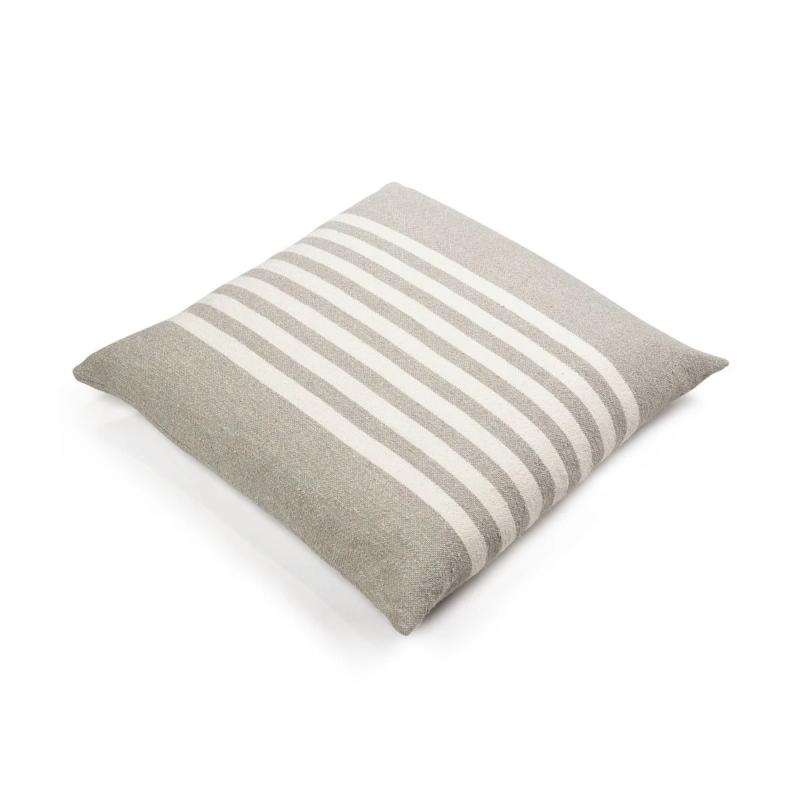 25" Stripe Linen Blend Pillow- Flax & Oyster