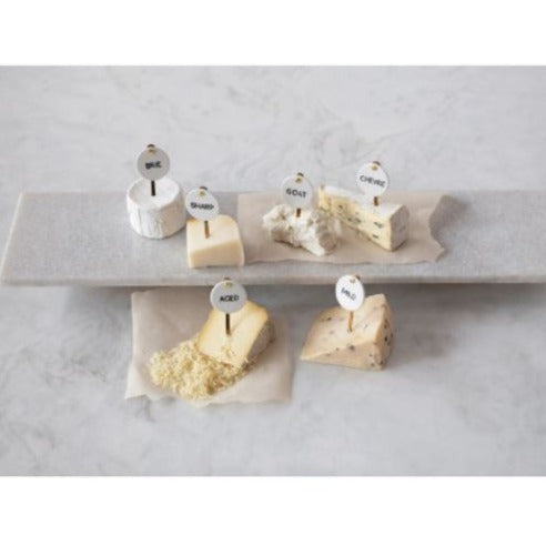 White Stoneware Cheese Markers (Set of 6)