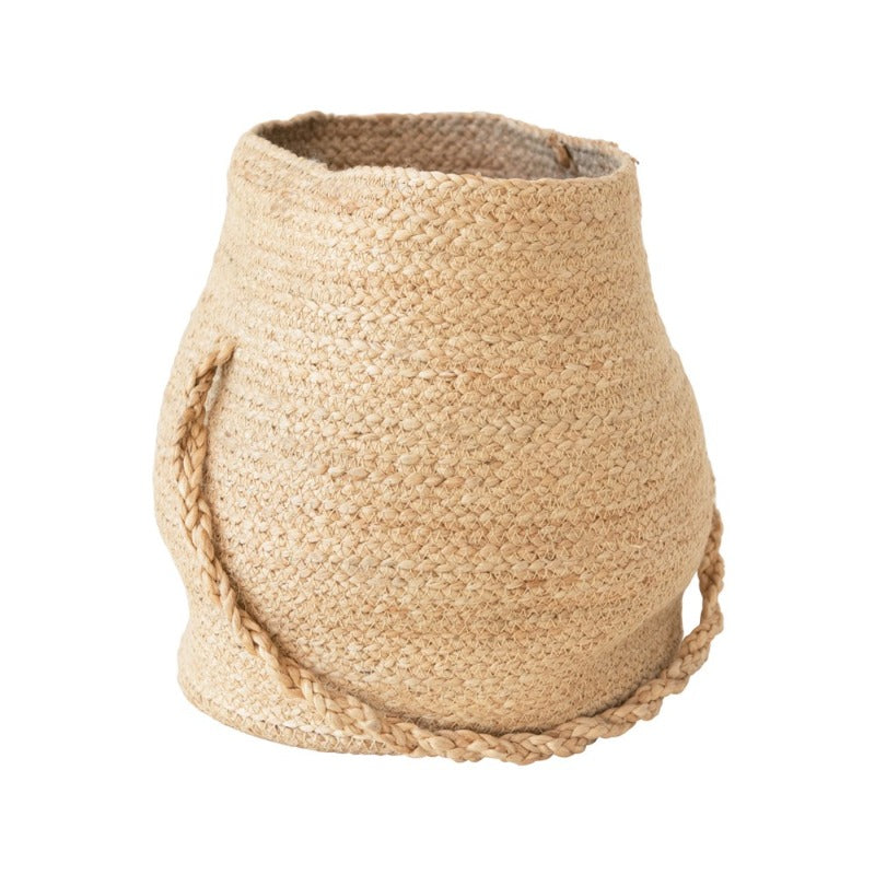Round Jute Basket with Handle (10"w x 12"h)